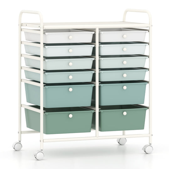 12 Storage Drawer Organizer Bins Rolling Cart