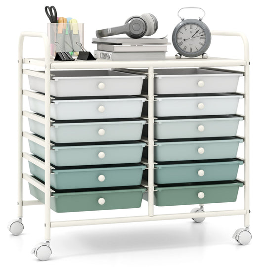 12 Drawers Rolling Storage Cart for Home and Office