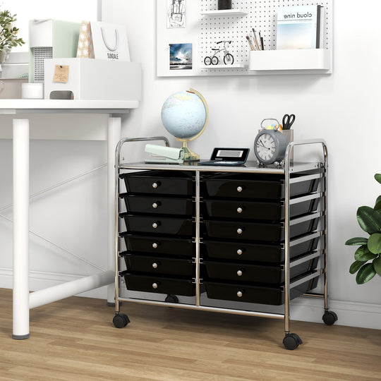 12 Drawers Rolling Storage Cart for Home and Office