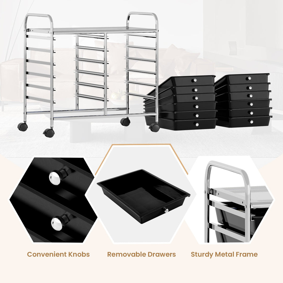 12 Drawers Rolling Storage Cart for Home and Office