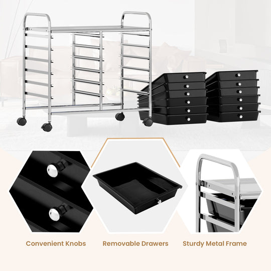 12 Drawers Rolling Storage Cart for Home and Office