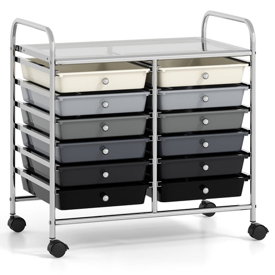 12 Drawers Rolling Storage Cart for Home and Office