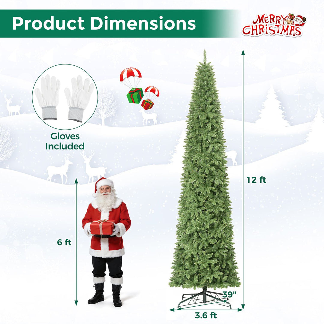 12 FT Artificial Christmas Tree with 1818 PVC Branch Tips-XL