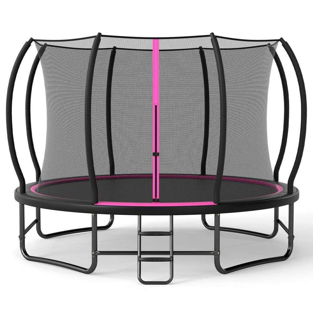 12 FT Outdoor Trampoline with Safety Enclosure Net - Pink