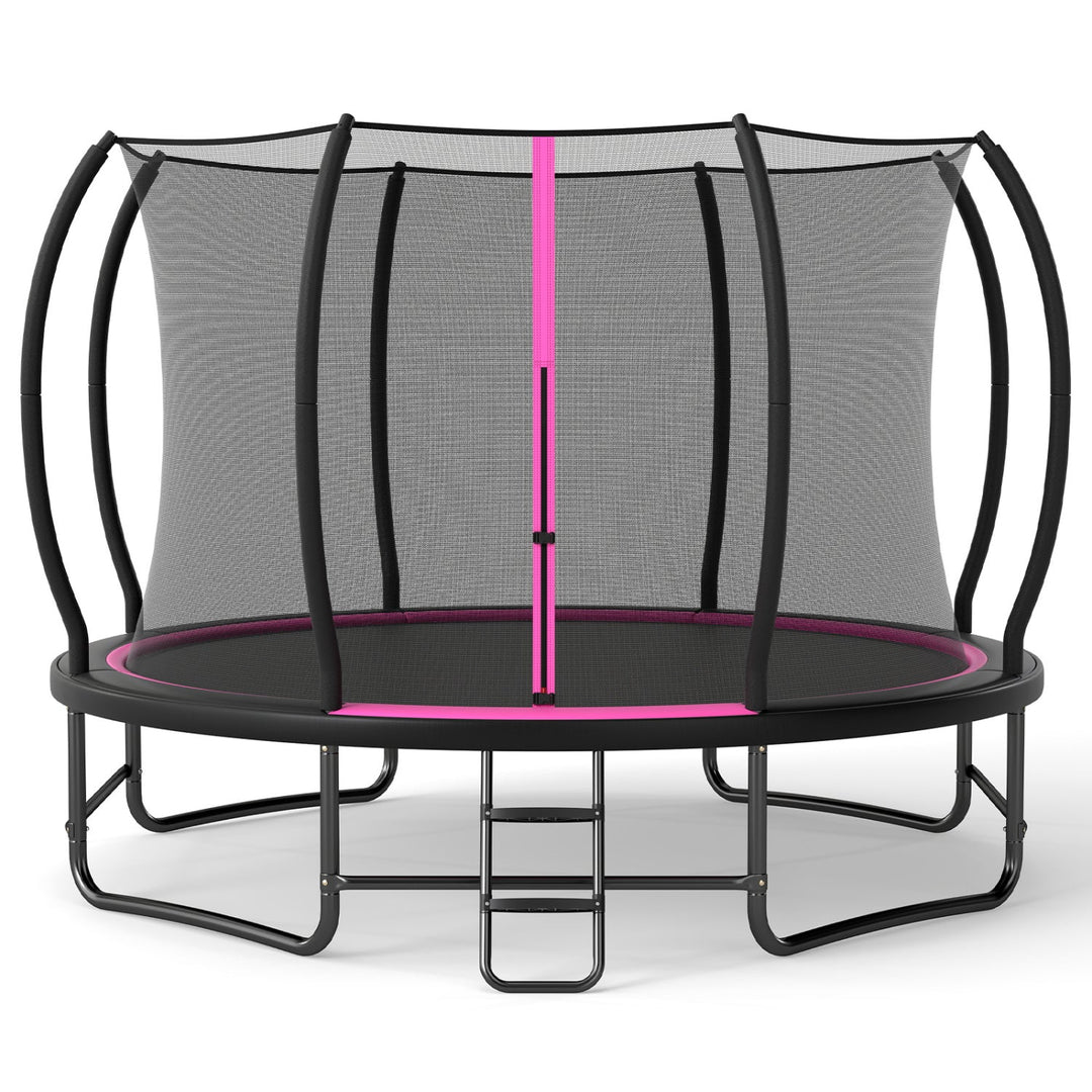 12 FT Outdoor Trampoline with Safety Enclosure Net - Pink