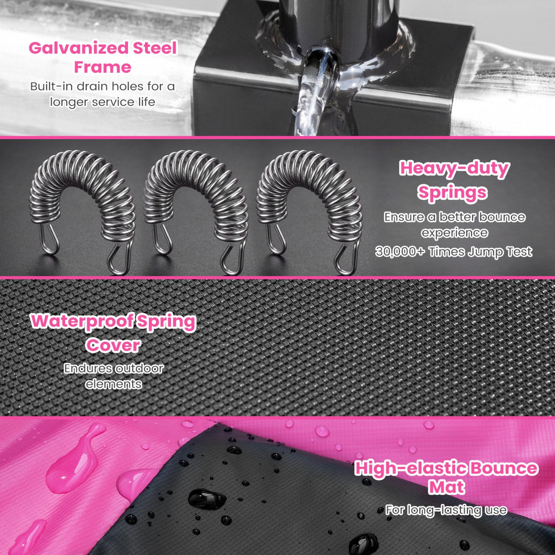 12 FT Outdoor Trampoline with Safety Enclosure Net - Pink