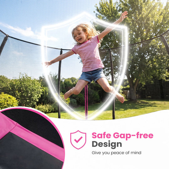 12 FT Outdoor Trampoline with Safety Enclosure Net - Pink