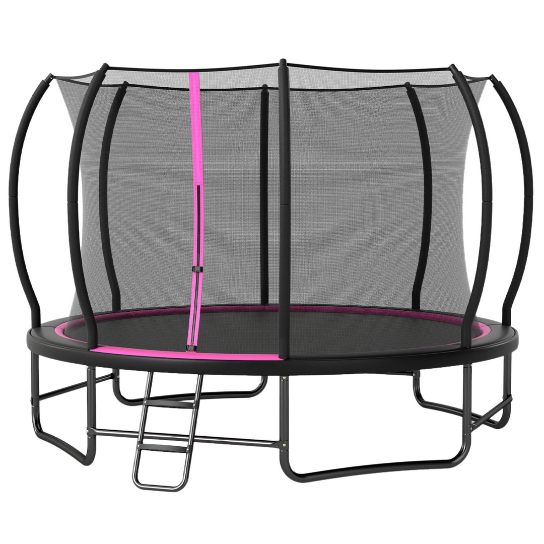 12 FT Outdoor Trampoline with Safety Enclosure Net - Pink