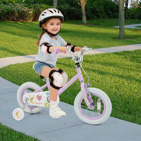 Kids Bike 12-18 Inch with Training Wheels - Purple