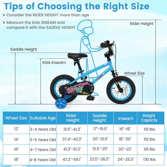 Kids Bike 16 Inch with Training Wheels Ages 4-7