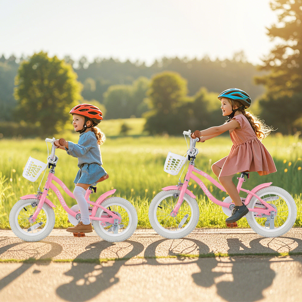 12 Inch Kids Bike with Training Wheels and Basket for Boys Girls 3-4 Years Old