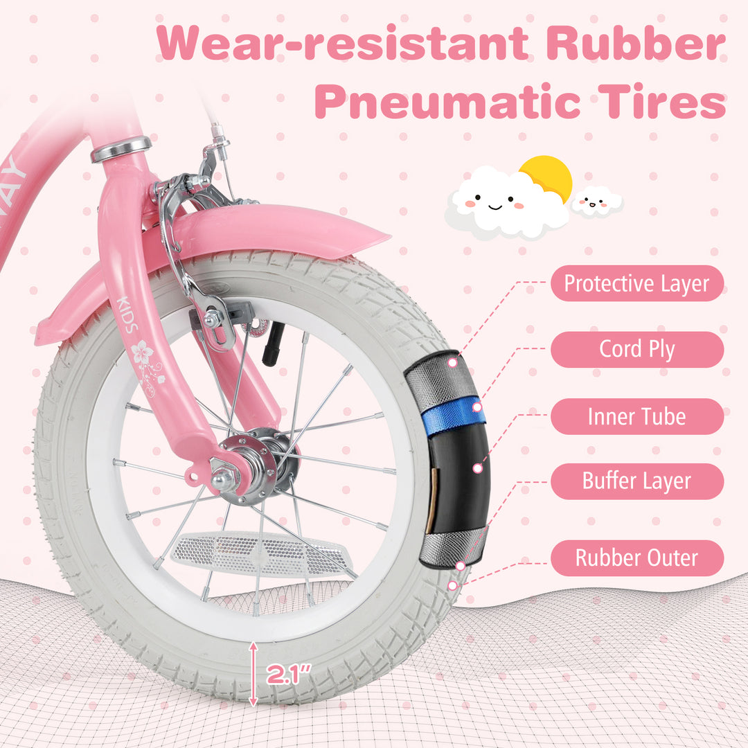 12 Inch Kids Bike with Training Wheels and Basket for Boys Girls 3-4 Years Old