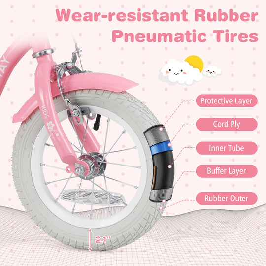 12 Inch Kids Bike with Training Wheels and Basket for Boys Girls 3-4 Years Old