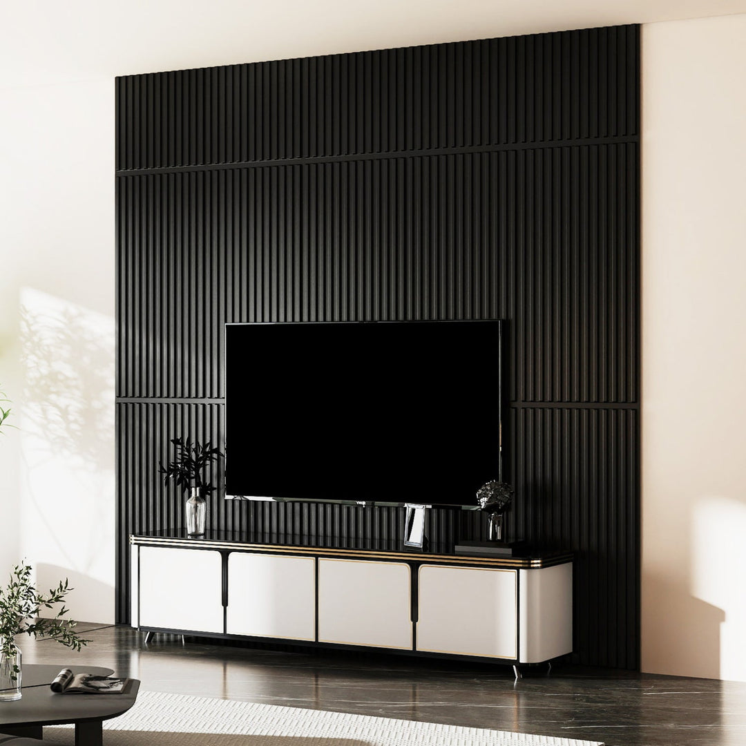 12-Pack PVC Slat Wall Panels for Interior Wall Decoration for Living Room and TV Background