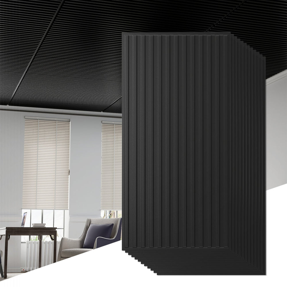 12-Pack PVC Slat Wall Panels for Interior Wall Decoration for Living Room and TV Background