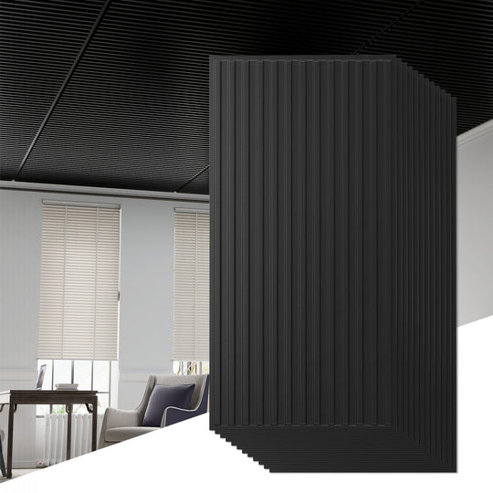 12-Pack PVC Slat Wall Panels for Interior Wall Decoration for Living Room and TV Background