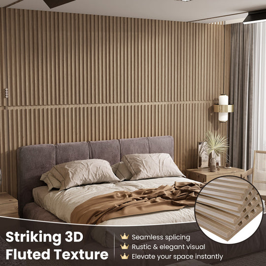 12-Pack PVC Slat Wall Panels for Interior Wall Decoration for Living Room and TV Background