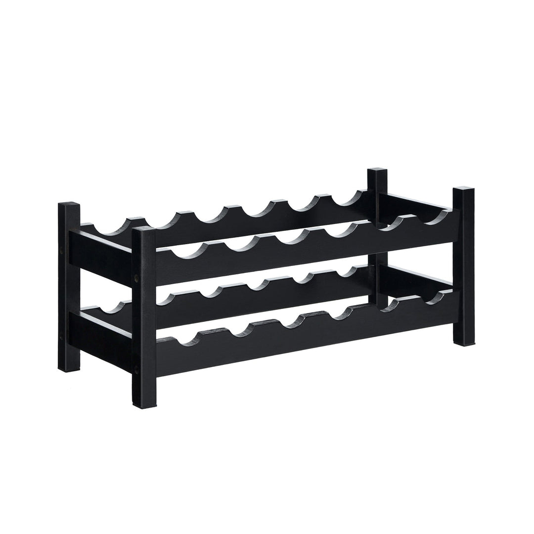 2-Tier 12 Bottles Bamboo Storage Shelf Wine Rack