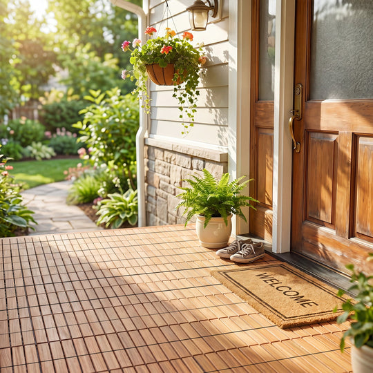 Acacia Wood Interlocking Deck Tiles 12x12 Inch - 27 Pack