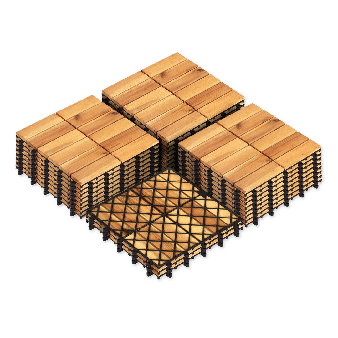 Acacia Wood Interlocking Deck Tiles 12x12 Inch - 27 Pack