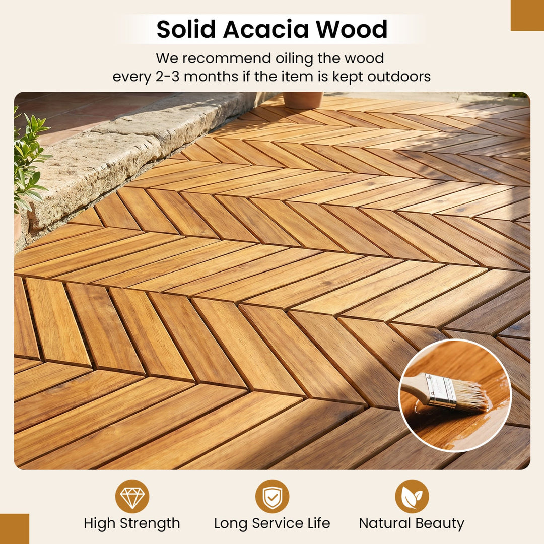Acacia Wood Interlocking Deck Tiles 12x12 Inch - 30 Pack