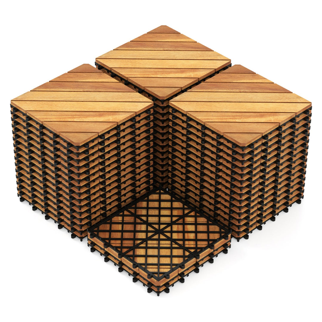 Acacia Wood Interlocking Deck Tiles 12x12 Inch - 48 Pack
