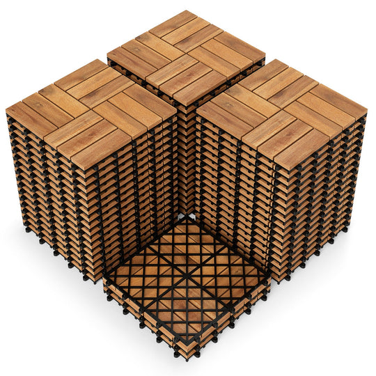 Acacia Wood Interlocking Deck Tiles 12x12 Inch - 54 Pack