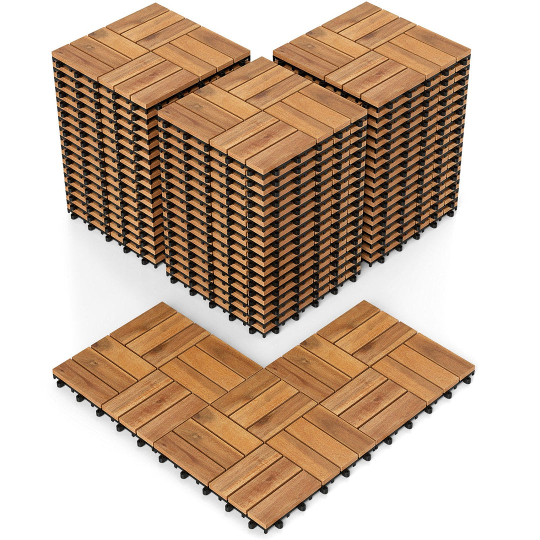 Acacia Wood Interlocking Deck Tiles 12x12 Inch - 54 Pack