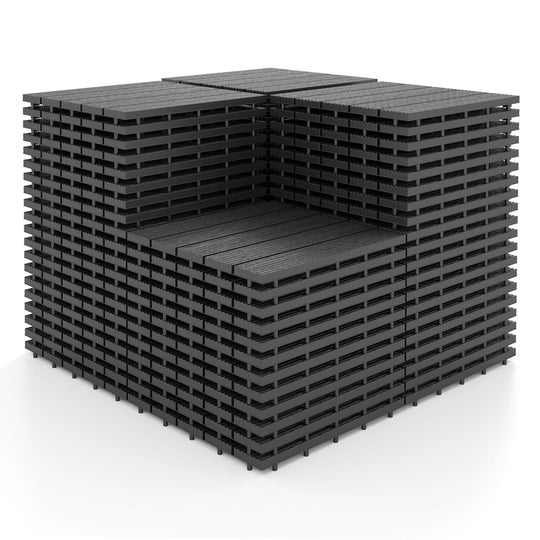 12” x 12” Waterproof PP Plastic Interlocking Deck Tiles for Patio Set of 2-Gray