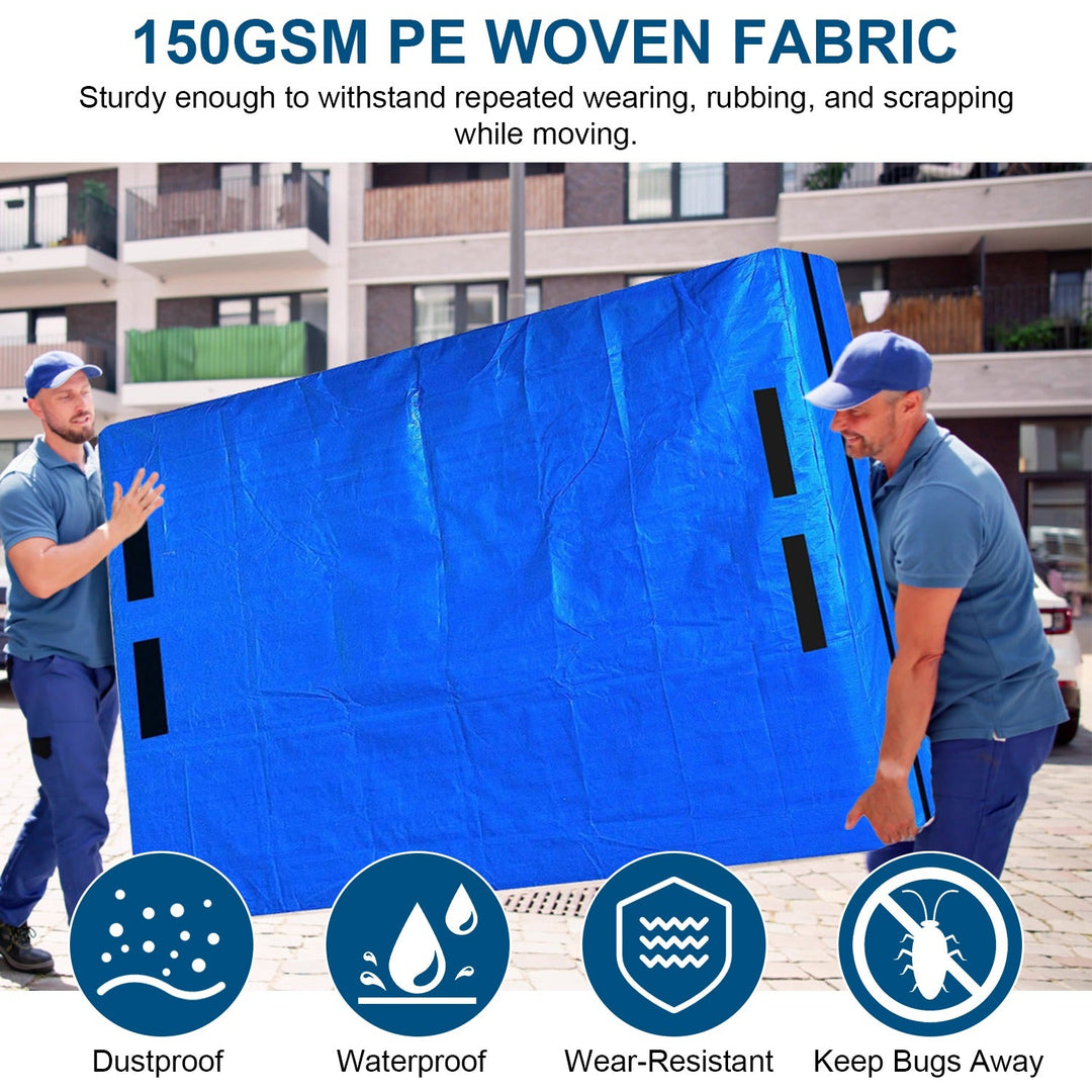 Reusable Mattress Bag for Moving Storage Waterproof Mattress Cover with Strong Wide Opening Zipper Strap Handles Mattress Protector Moving Supplies