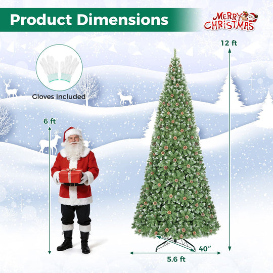 12ft Artificial Christmas Tree with 4188 Branch Tips Realistic Full Spruce Xmas Tree