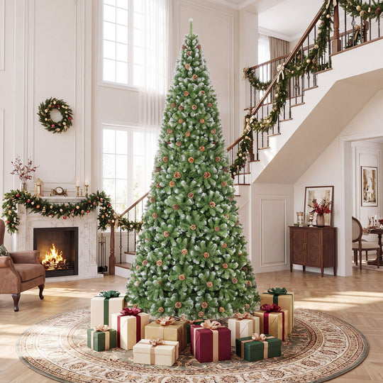 12ft Artificial Christmas Tree with 4188 Branch Tips Realistic Full Spruce Xmas Tree