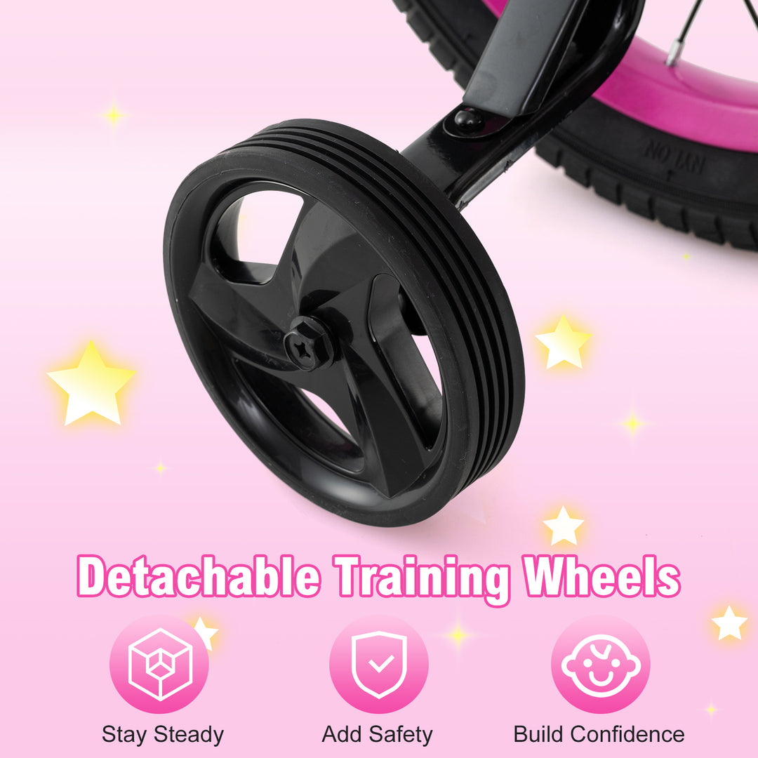 12 Inch Kids Bike Adjustable Bicycle with Front Basket for Children Aged 3-4 Years Old