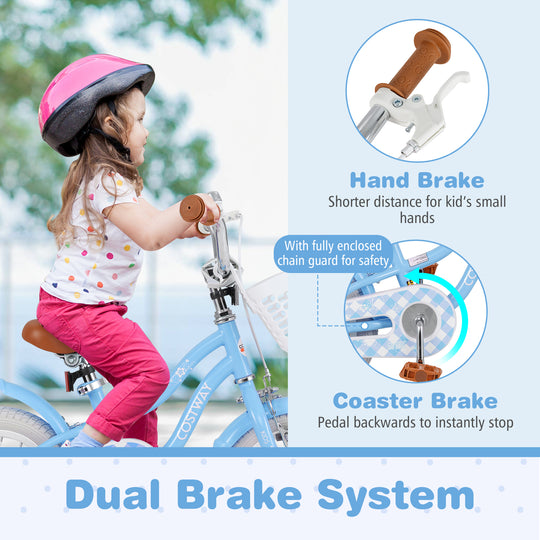 12 Inch Kids Bike with Adjustable Handlebar and Seat for 3-4 Year Old