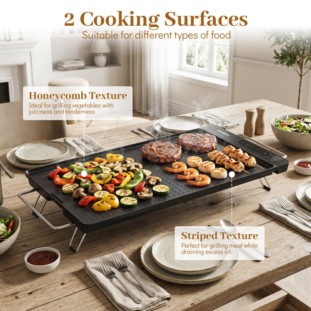 1300W Indoor Electric Grill with Removable Touch Panel
