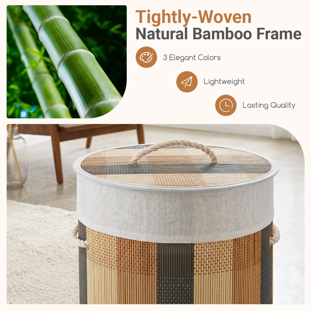 13.2 Gallon Bamboo Laundry Hamper with Removable Liner