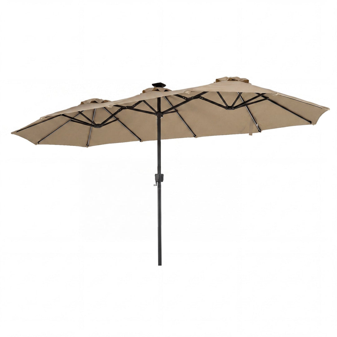 13 FT Double-Sided Patio Umbrella with Color-Changing Flowing Solar LED Lights