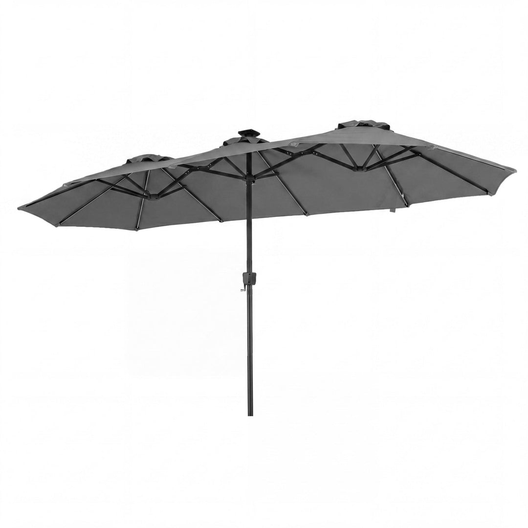 13 FT Double-Sided Patio Umbrella with Color-Changing Flowing Solar LED Lights
