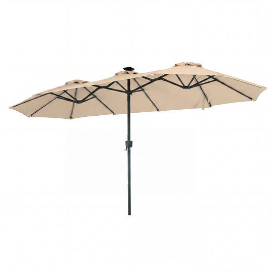 13 FT Double-Sided Patio Umbrella with Color-Changing Flowing Solar LED Lights