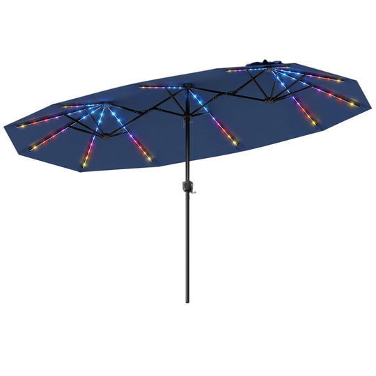 13 FT Double-Sided Patio Umbrella with Color-Changing Flowing Solar LED Lights