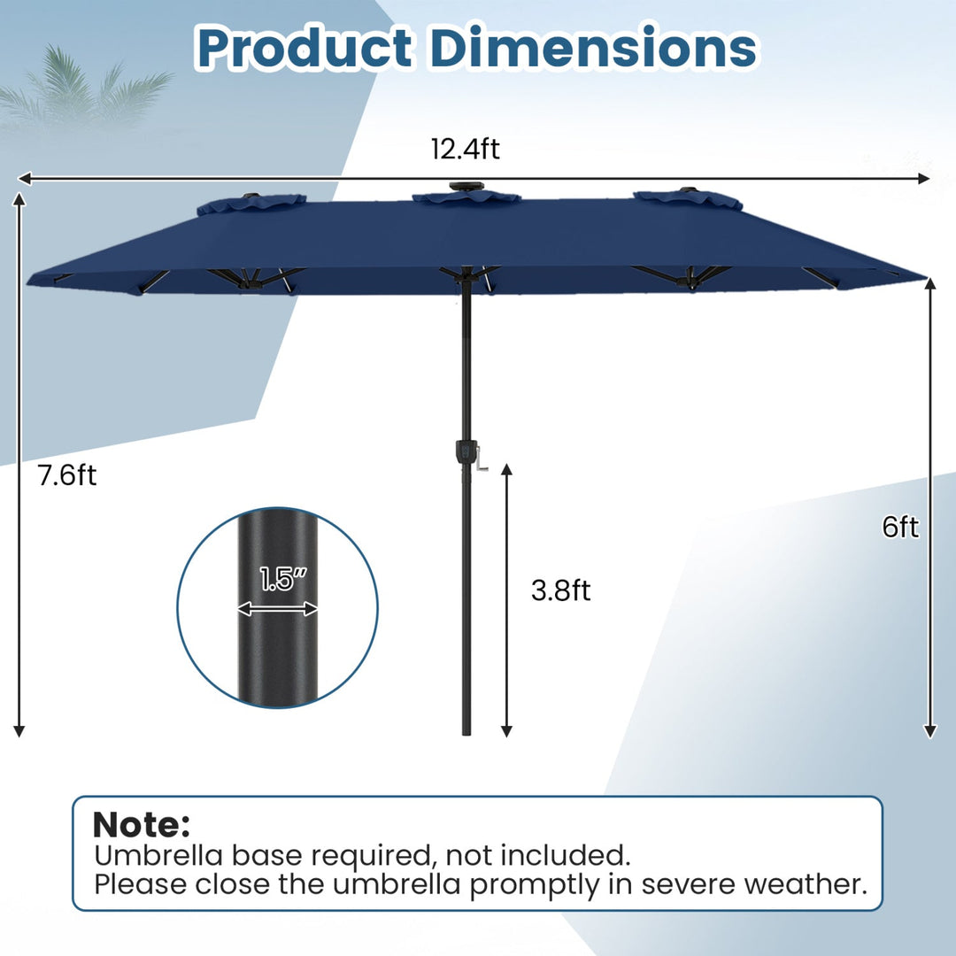 13 FT Double-Sided Patio Umbrella with Color-Changing Flowing Solar LED Lights