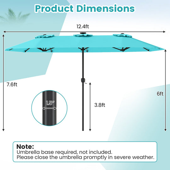 13 FT Double-Sided Patio Umbrella with Color-Changing Flowing Solar LED Lights