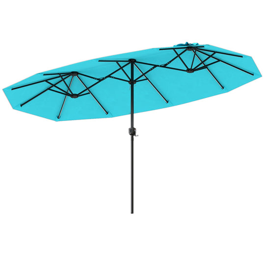 13 FT Double-Sided Patio Umbrella with Color-Changing Flowing Solar LED Lights