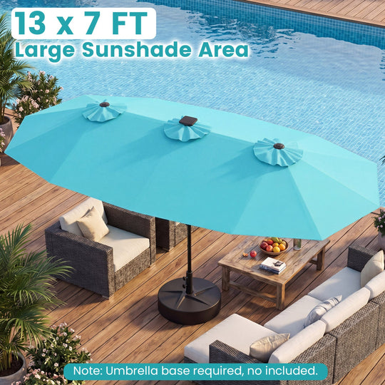 13 FT Double-Sided Patio Umbrella with Color-Changing Flowing Solar LED Lights