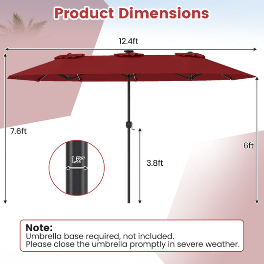 13 FT Double-Sided Patio Umbrella with Color-Changing Flowing Solar LED Lights