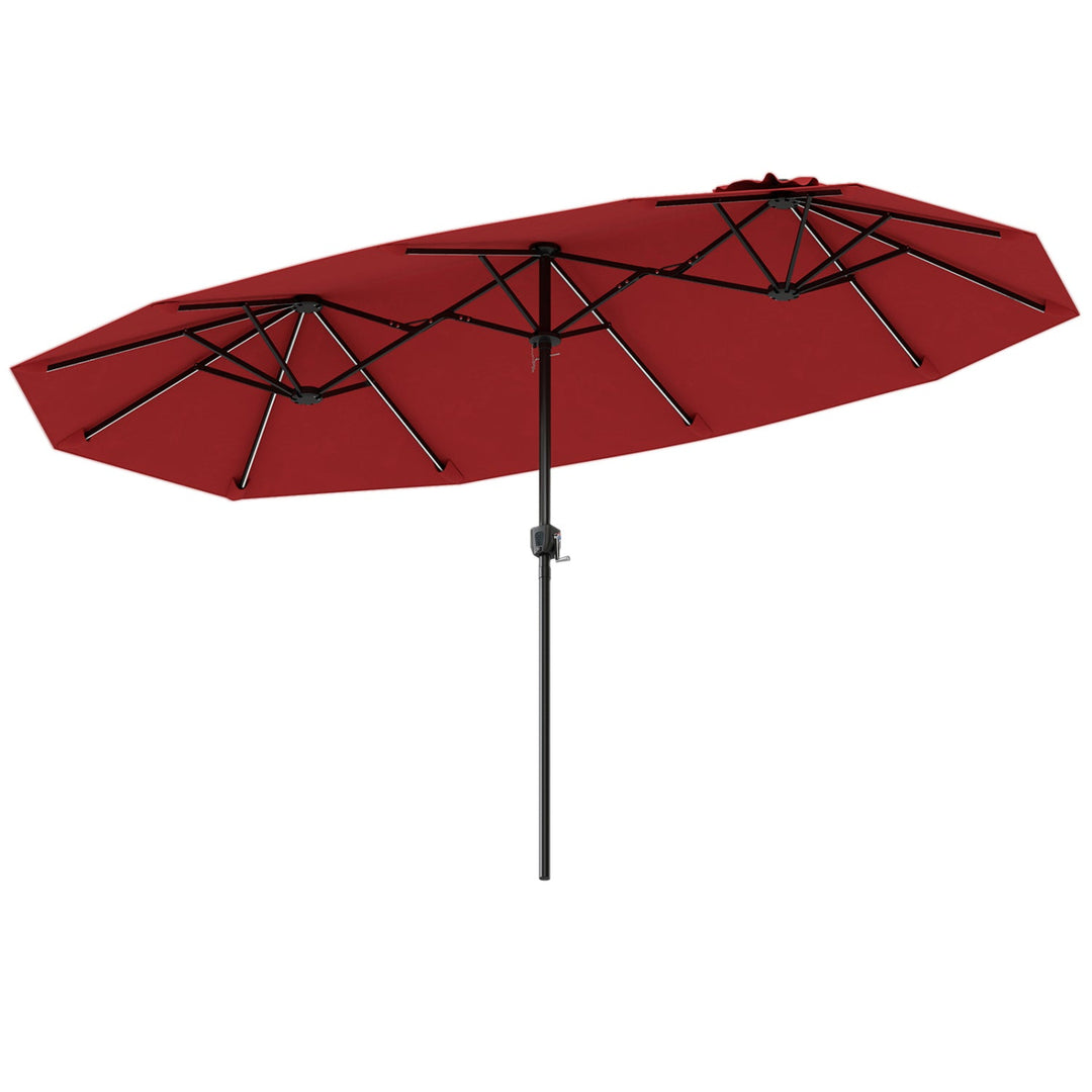13 FT Double-Sided Patio Umbrella with Color-Changing Flowing Solar LED Lights