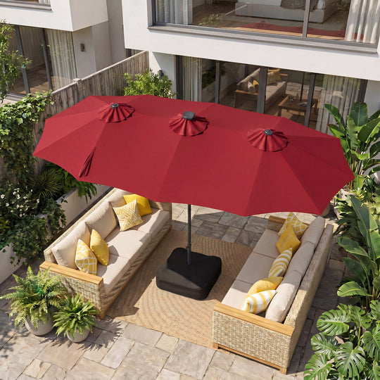 13 FT Double-Sided Patio Umbrella with 108 LED Lights & Base