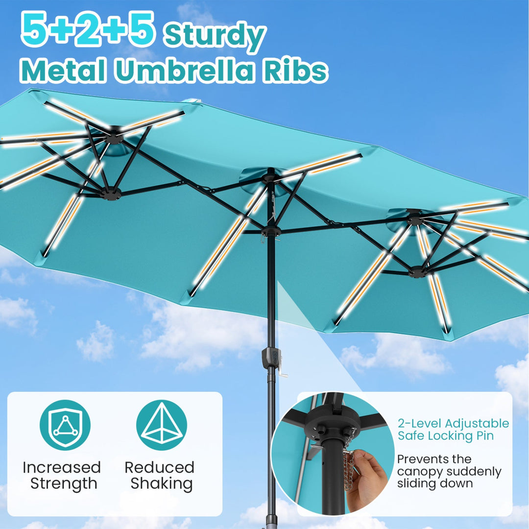 13 FT Double-Sided Patio Umbrella with 108 LED Lights & Base