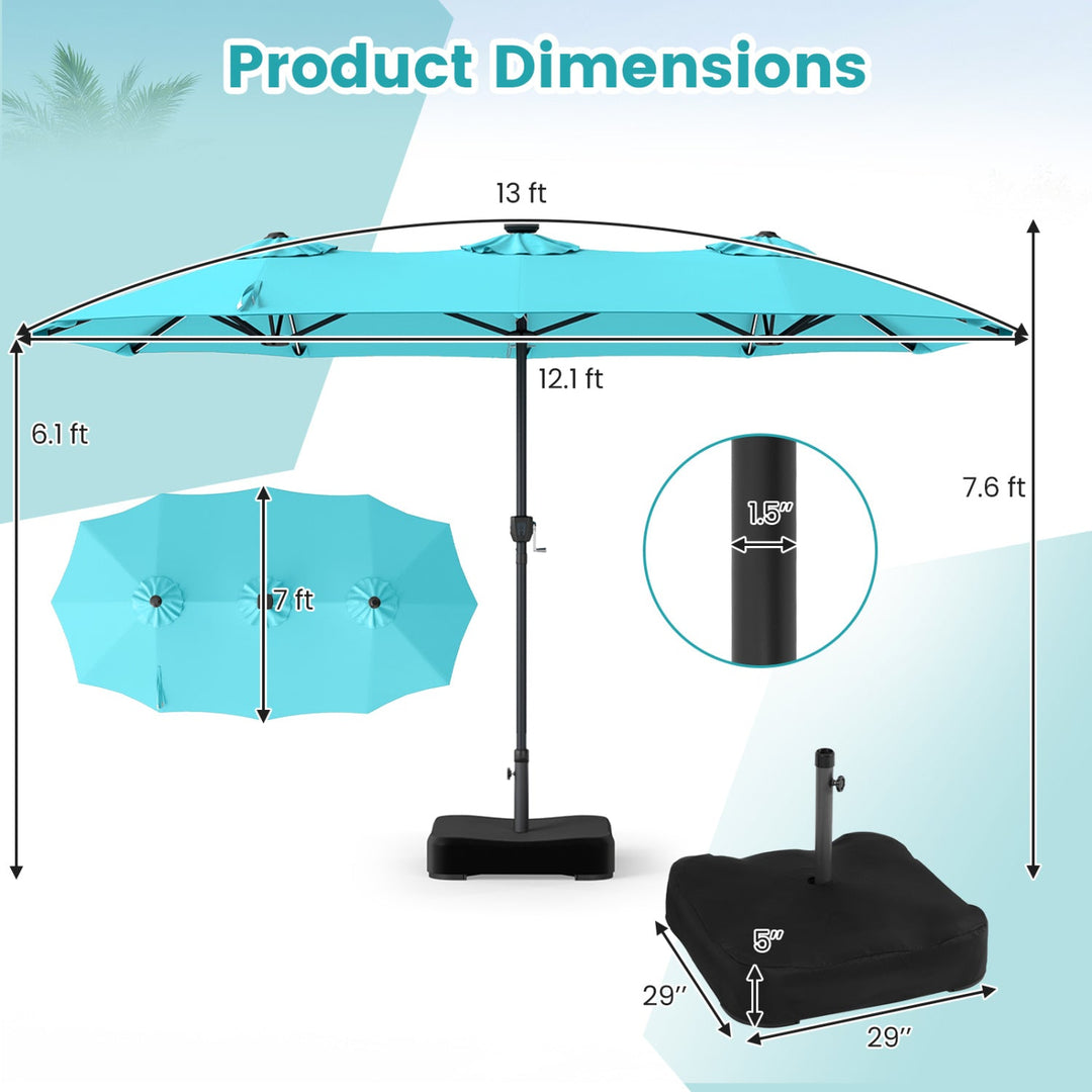 13 FT Double-Sided Patio Umbrella with 108 LED Lights & Base