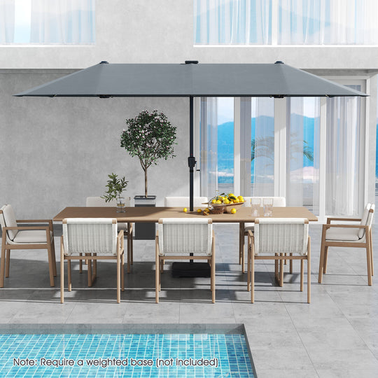 13 FT Double-Sided Patio Umbrella with Solar LED Lights